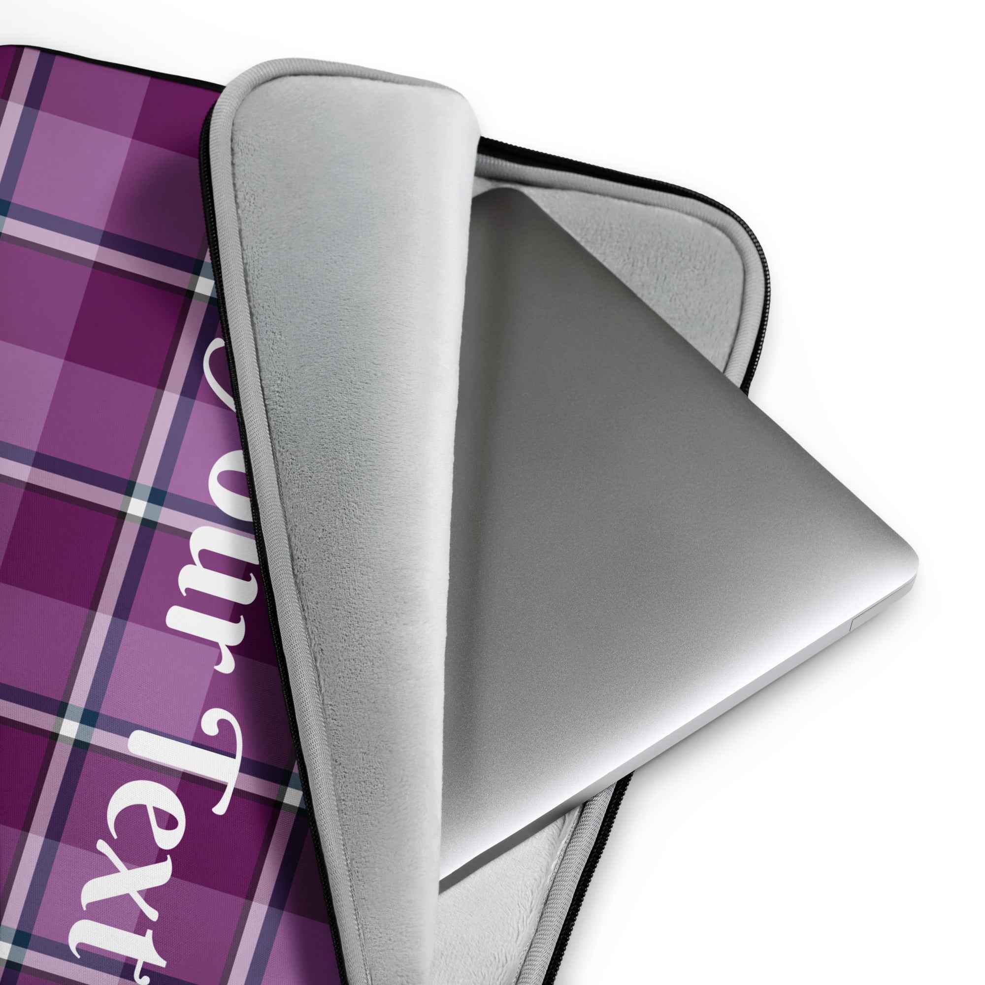 Personalized Purple and Trendy Pink Plaid Laptop Sleeve - Scottish Squares