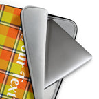 Personalized Blaze Orange and Bird Flower Plaid Laptop Sleeve - Scottish Squares