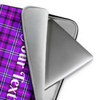 Personalized Electric Violet and Fuchsia Plaid Laptop Sleeve - Scottish Squares