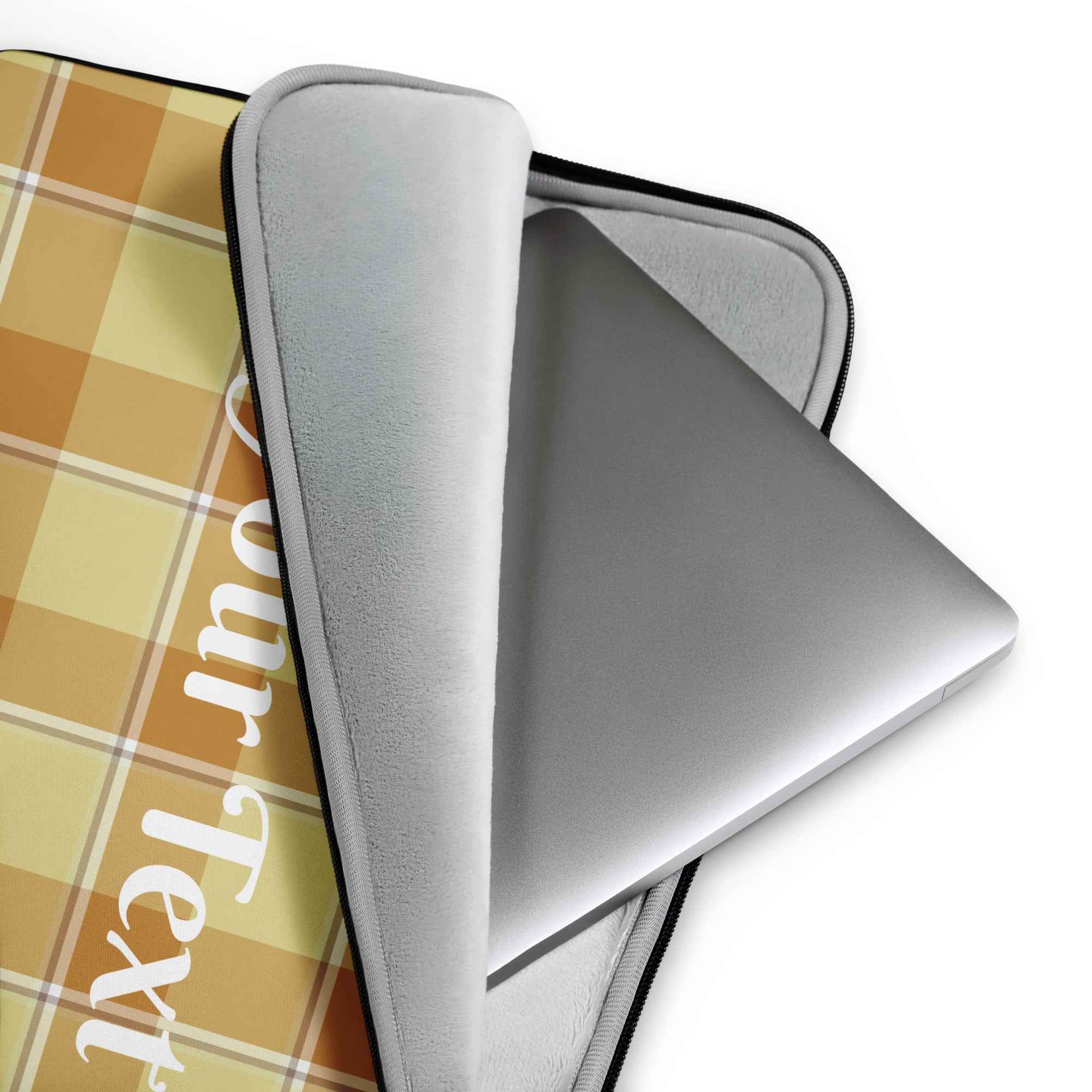 Personalized Zombie and Copper Plaid Laptop Sleeve - Scottish Squares
