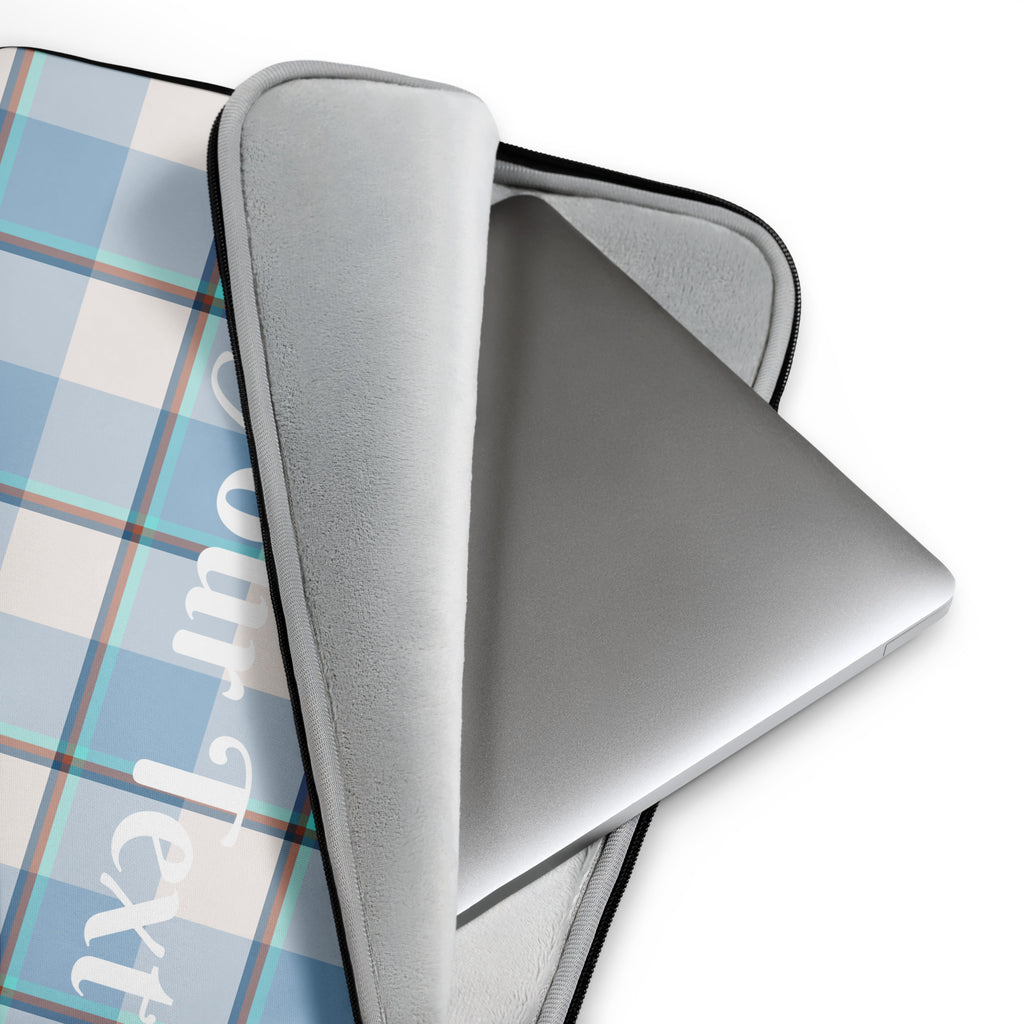 Personalized Pink Cloud and Blue Lagoon Plaid Laptop Sleeve - Scottish Squares