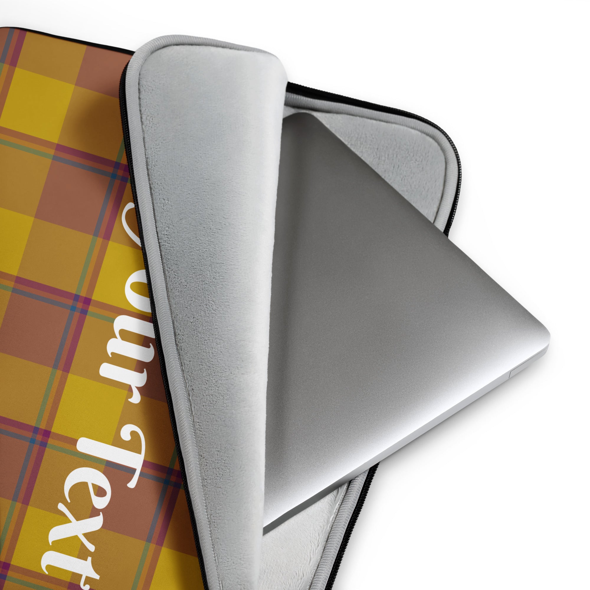 Personalized Potters Clay and Pizza Plaid Laptop Sleeve - Scottish Squares