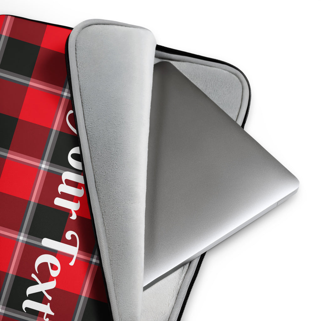 Personalized Red Ribbon and Heavy Metal Plaid Laptop Sleeve - Scottish Squares