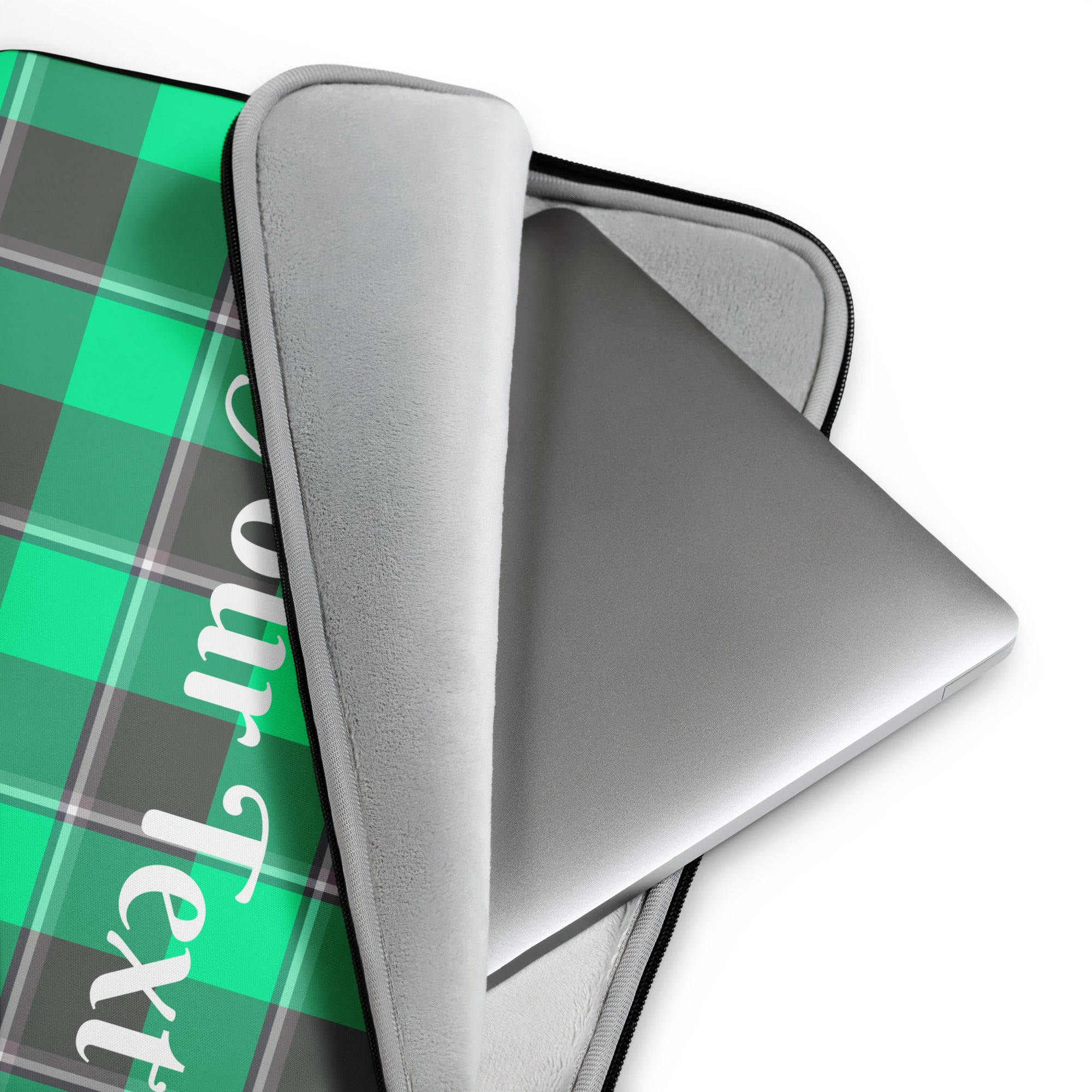 Personalized Spring Green and Finlandia Plaid Laptop Sleeve - Scottish Squares