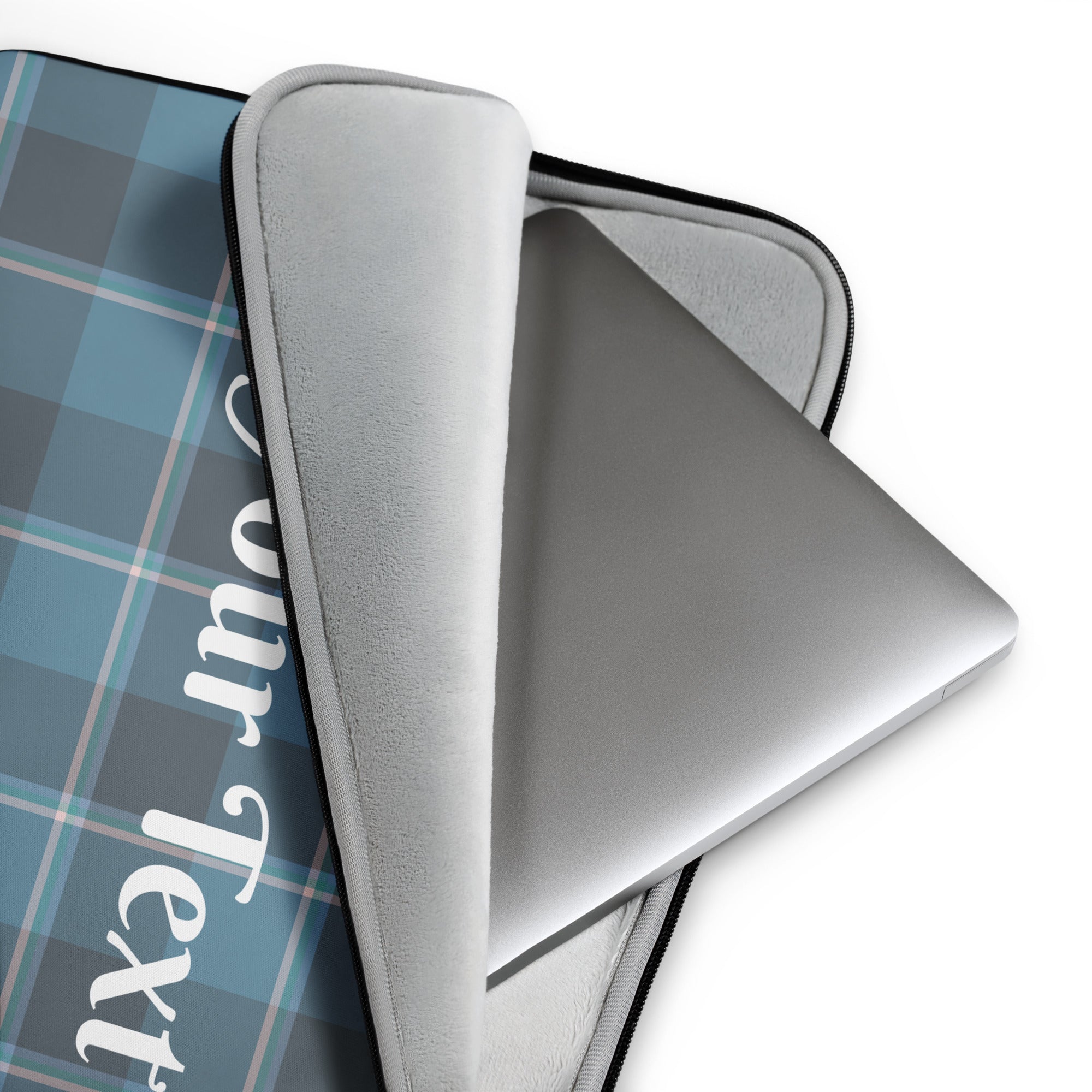 Personalized Hoki and Shuttle Gray Plaid Laptop Sleeve - Scottish Squares