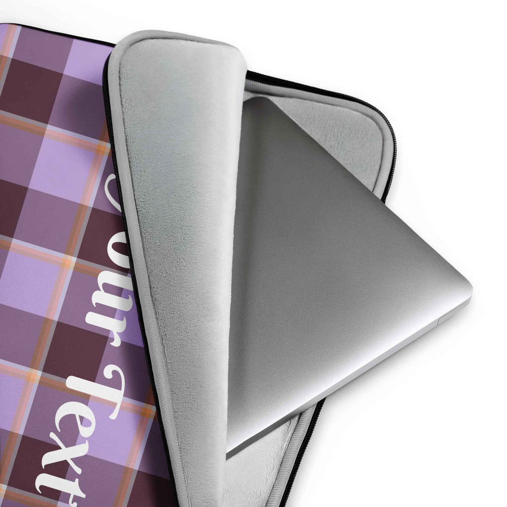 Personalized Light Wisteria and Livid Brown Plaid Laptop Sleeve - Scottish Squares