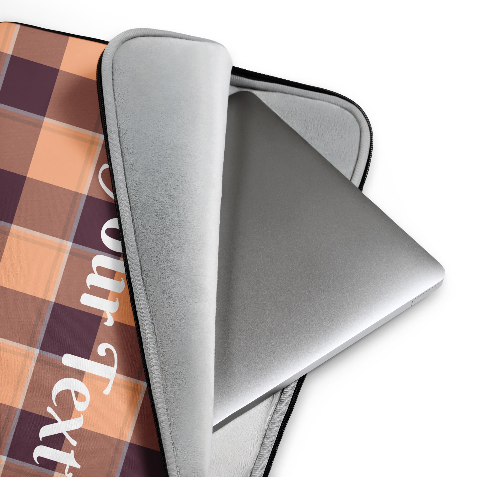 Personalized Hit Pink and Livid Brown Plaid Laptop Sleeve - Scottish Squares