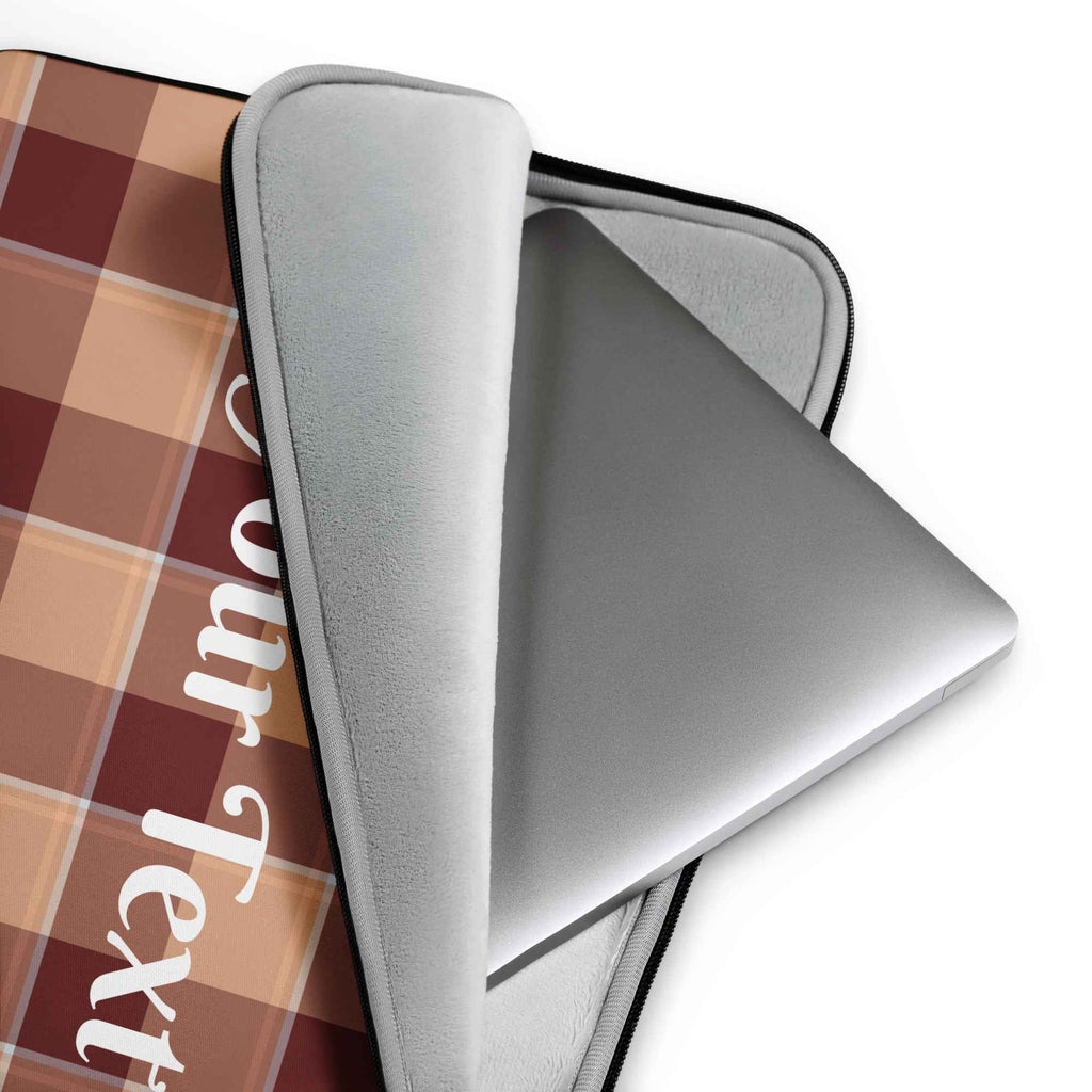 Personalized Whiskey and Livid Brown Plaid Laptop Sleeve - Scottish Squares