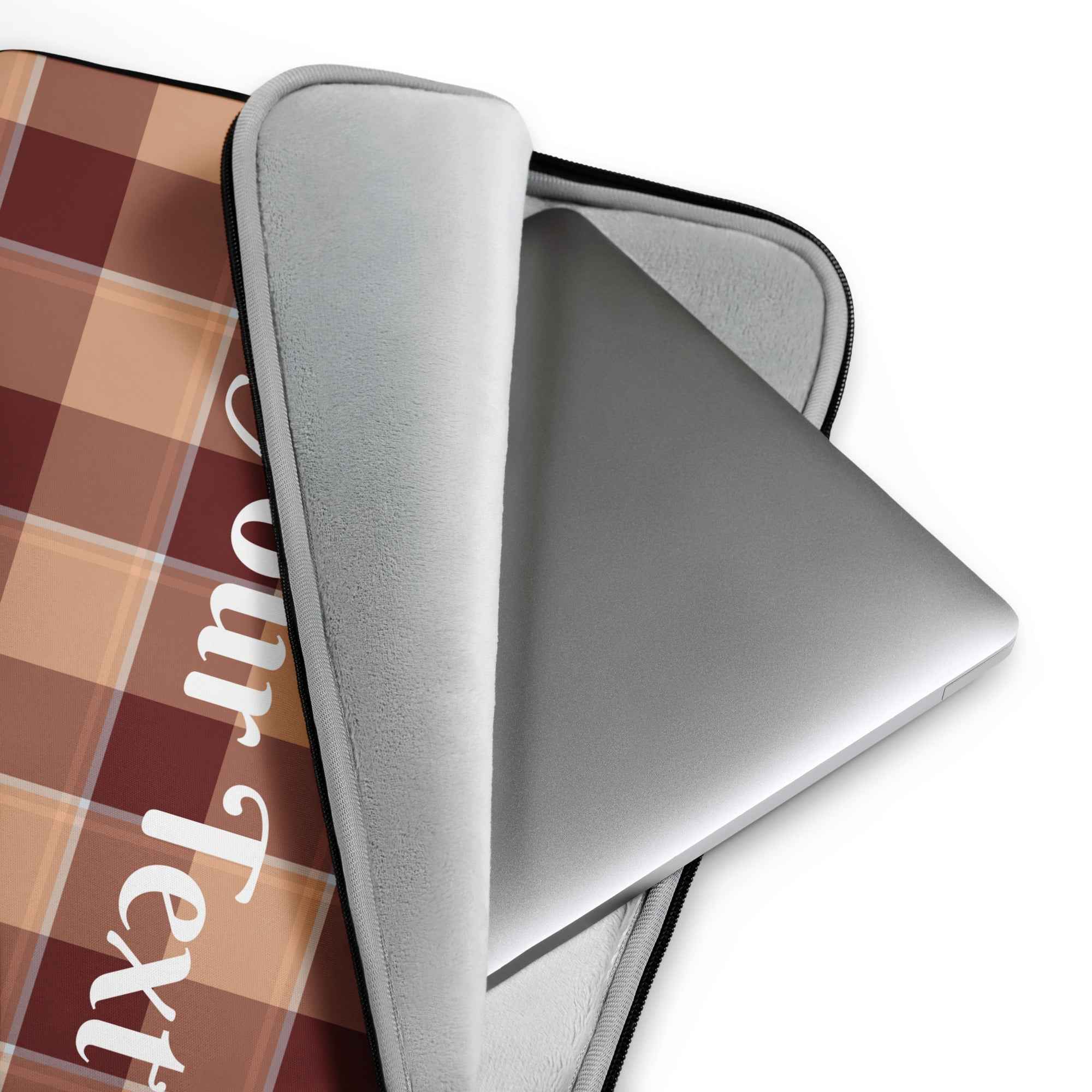 Personalized Whiskey and Livid Brown Plaid Laptop Sleeve - Scottish Squares