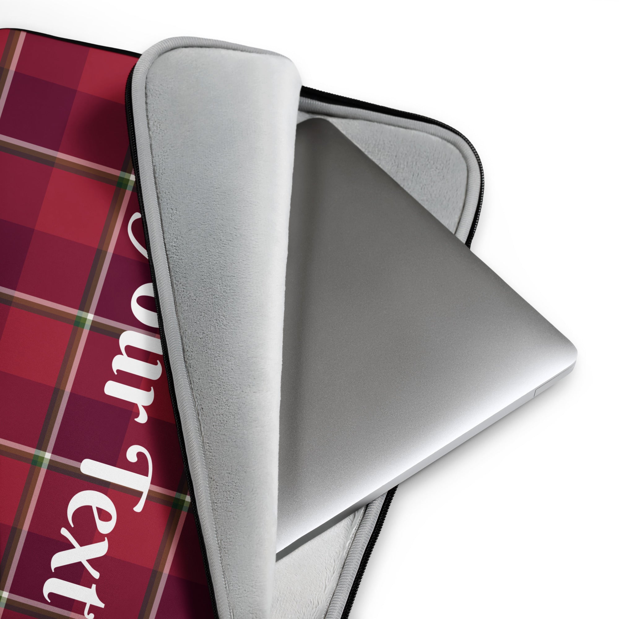 Personalized Old Brick and Cab Sav Plaid Laptop Sleeve - Scottish Squares