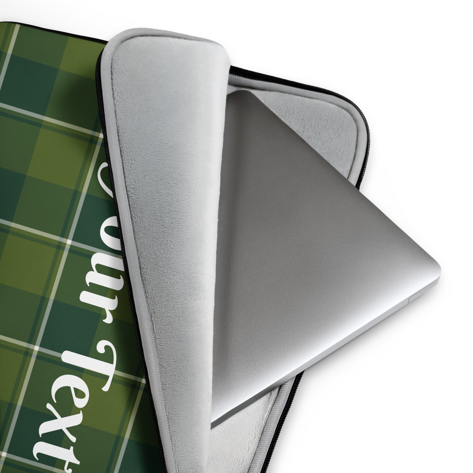 Personalized Woodland and Evergreen Plaid Laptop Sleeve - Scottish Squares