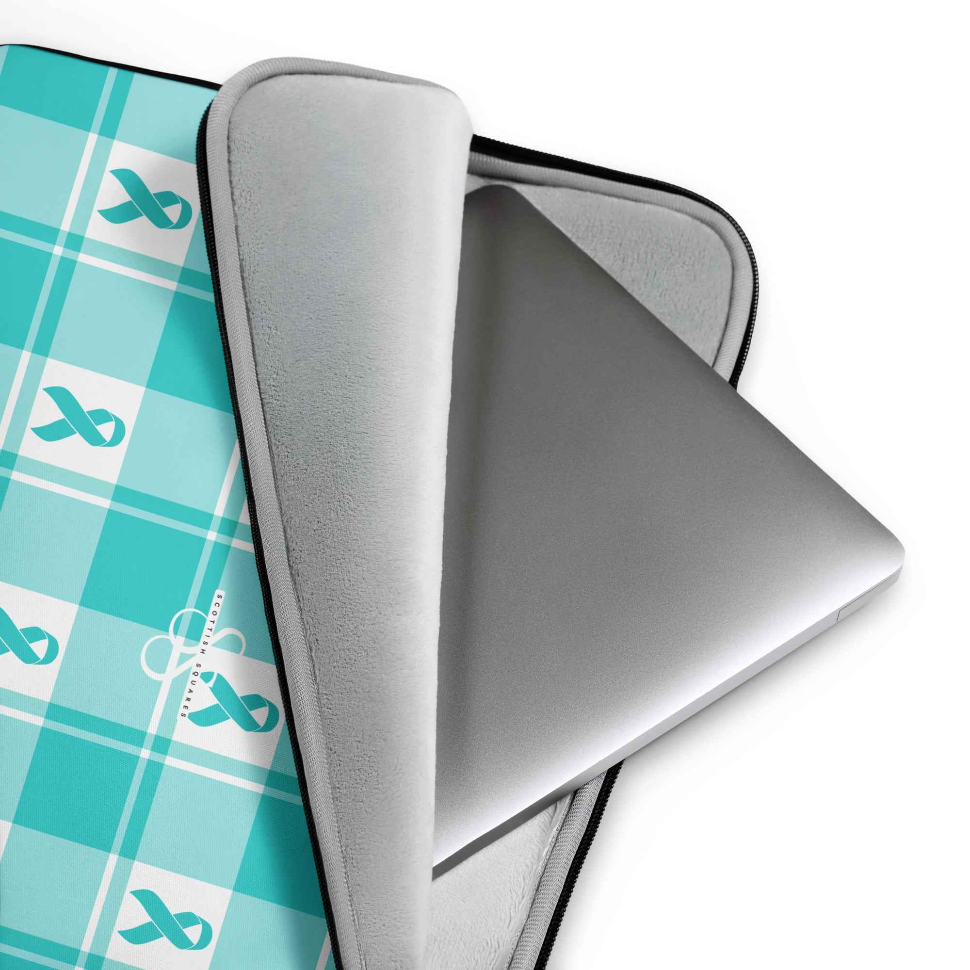 Laptop Sleeve Ovarian Cancer Awareness Plaid - Scottish Squares