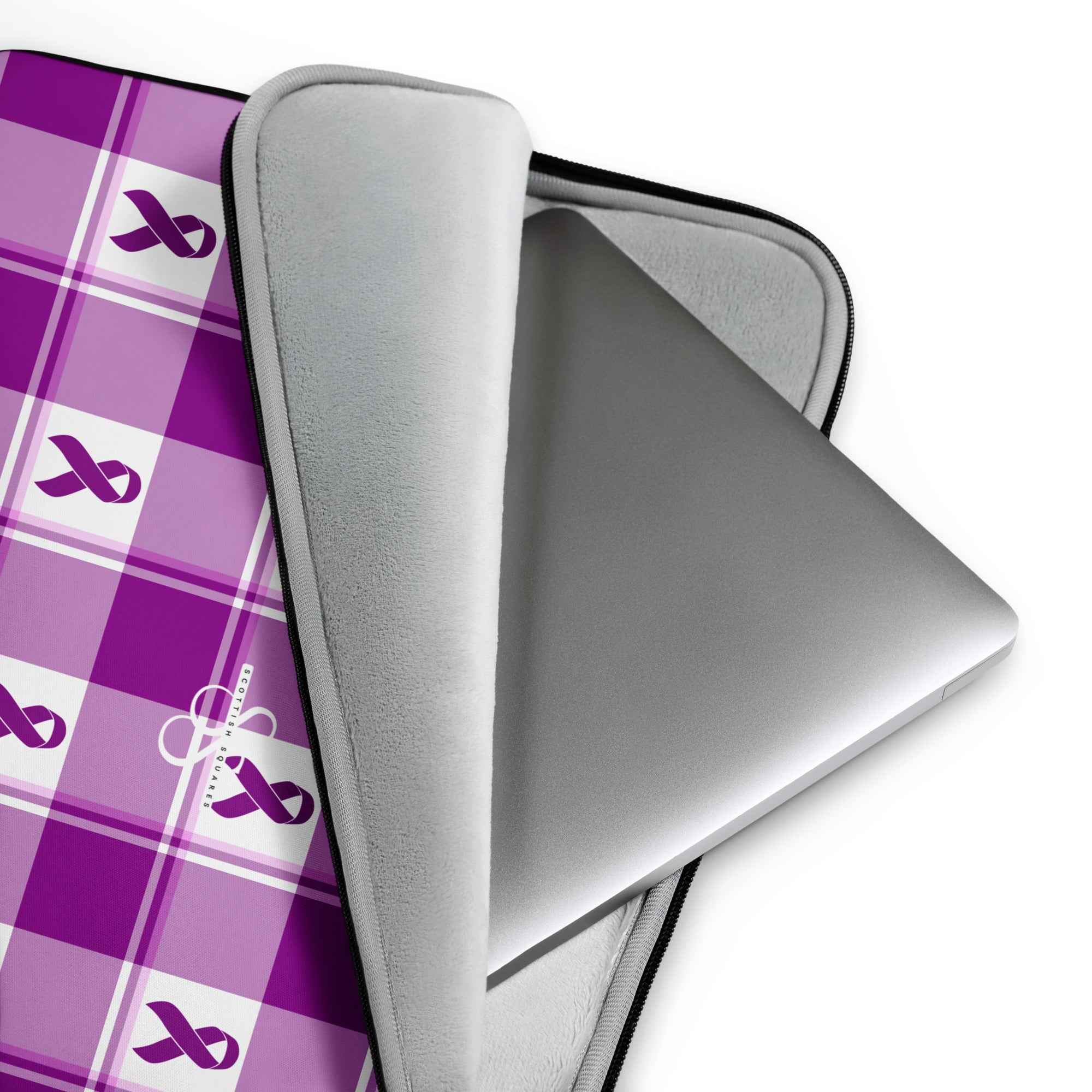 Laptop Sleeve Pancreatic Cancer Awareness Plaid - Scottish Squares
