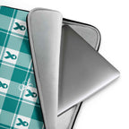 Laptop Sleeve Cervical Cancer Awareness Plaid, Teal Ribbon, Supportive Gift - Scottish Squares
