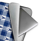 Laptop Sleeve Colorectal Cancer Awareness Plaid, Dark Blue Ribbon, Supportive Gift - Scottish Squares