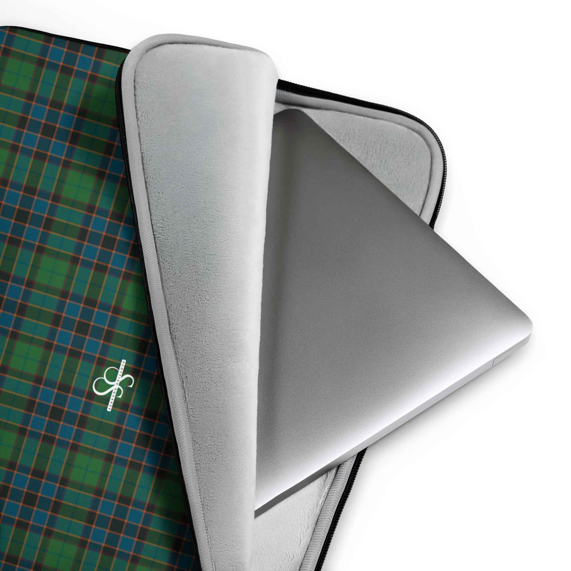 Laptop Sleeve Green Blue Orange Plaid Tartan