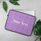 Personalized Viola and Dull Lavender Plaid Laptop Sleeve - Scottish Squares