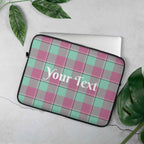 Personalized Vista Blue and Turkish Rose Plaid Laptop Sleeve - Scottish Squares
