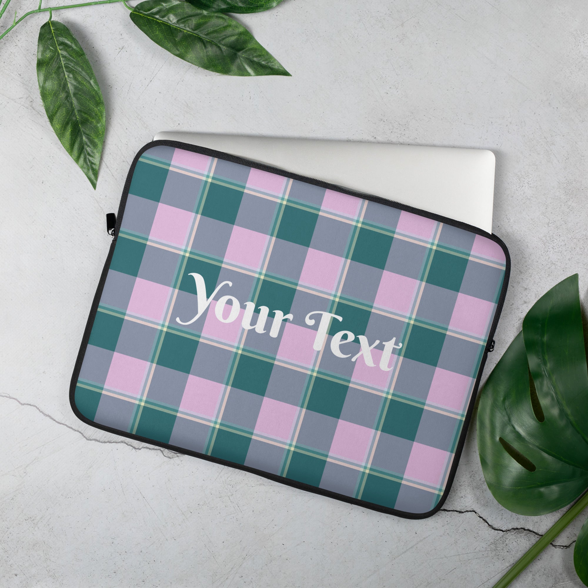 Personalized Ming and Melanie Plaid Laptop Sleeve - Scottish Squares