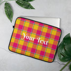 Personalized Corn and Razzmatazz Plaid Laptop Sleeve - Scottish Squares