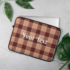Personalized Whiskey and Livid Brown Plaid Laptop Sleeve - Scottish Squares