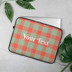 Personalized Spring Rain and Persimmon Plaid Laptop Sleeve - Scottish Squares