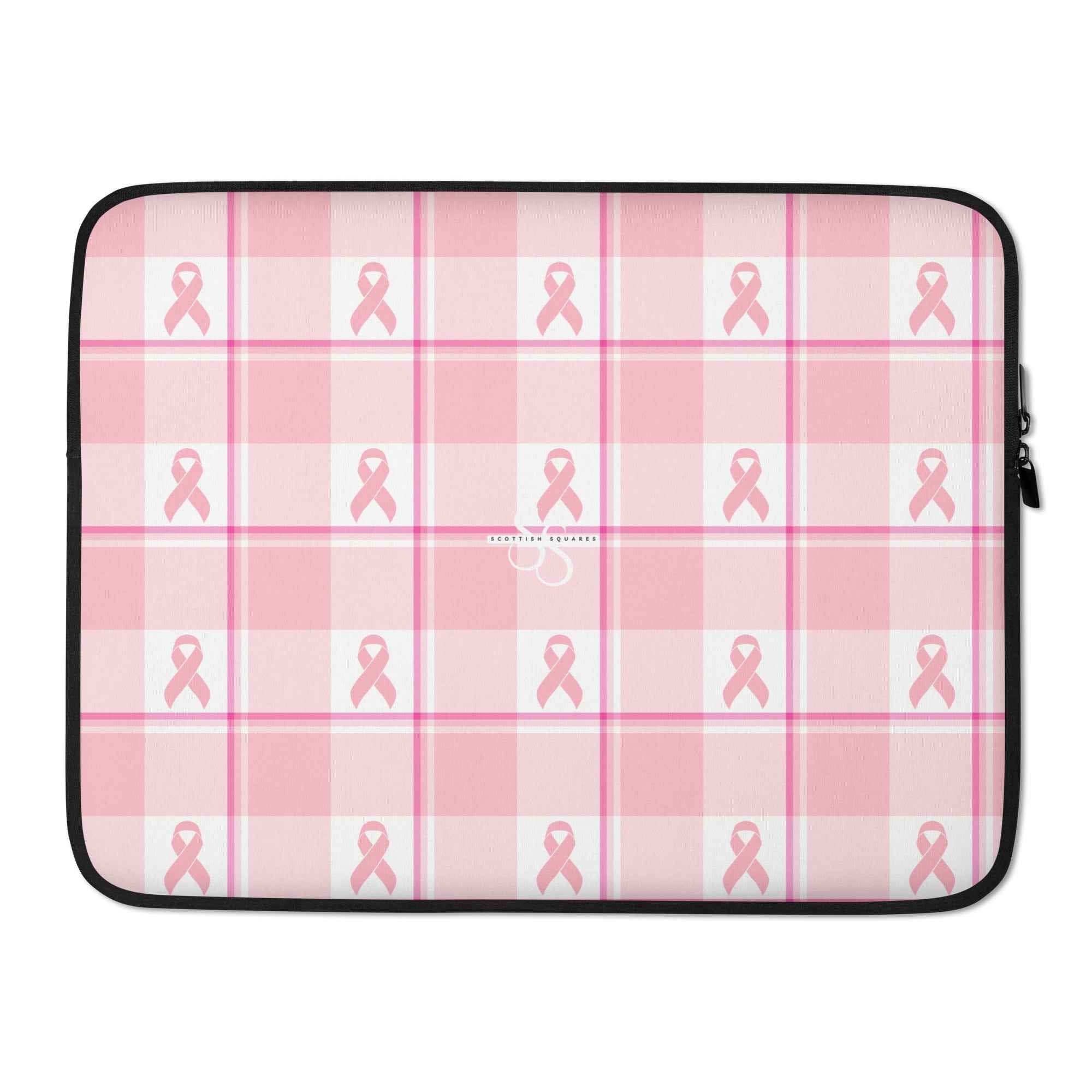 Laptop Sleeve Breast Cancer Awareness Plaid - Scottish Squares