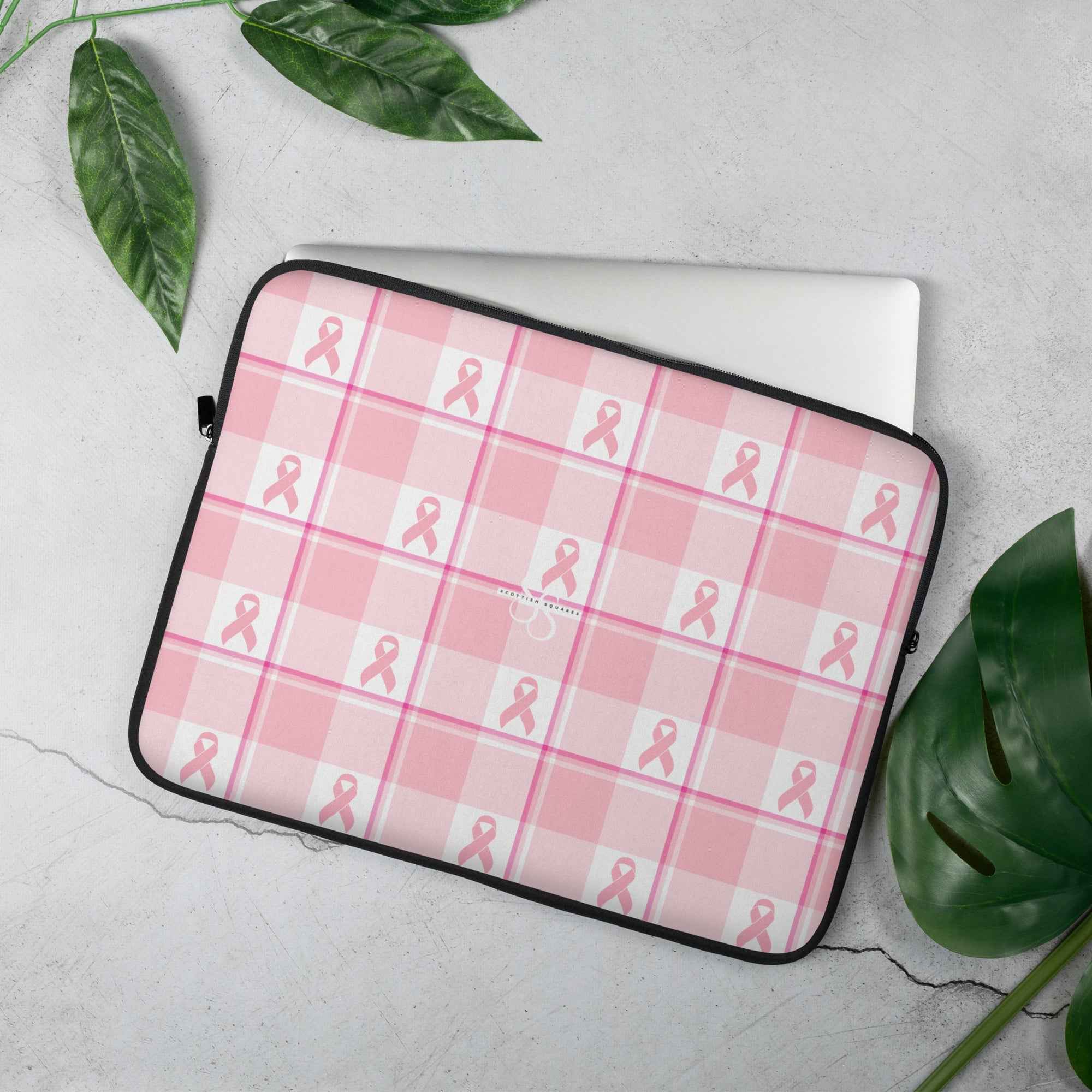Laptop Sleeve Breast Cancer Awareness Plaid 15″ - Scottish Squares