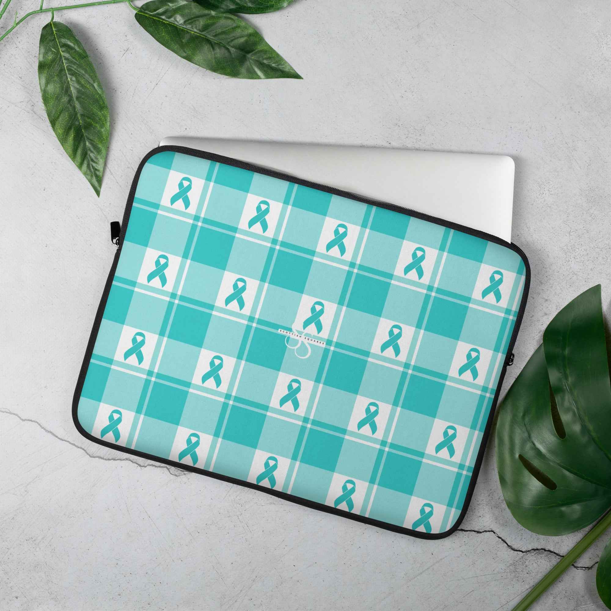 Laptop Sleeve Ovarian Cancer Awareness Plaid 15″ - Scottish Squares