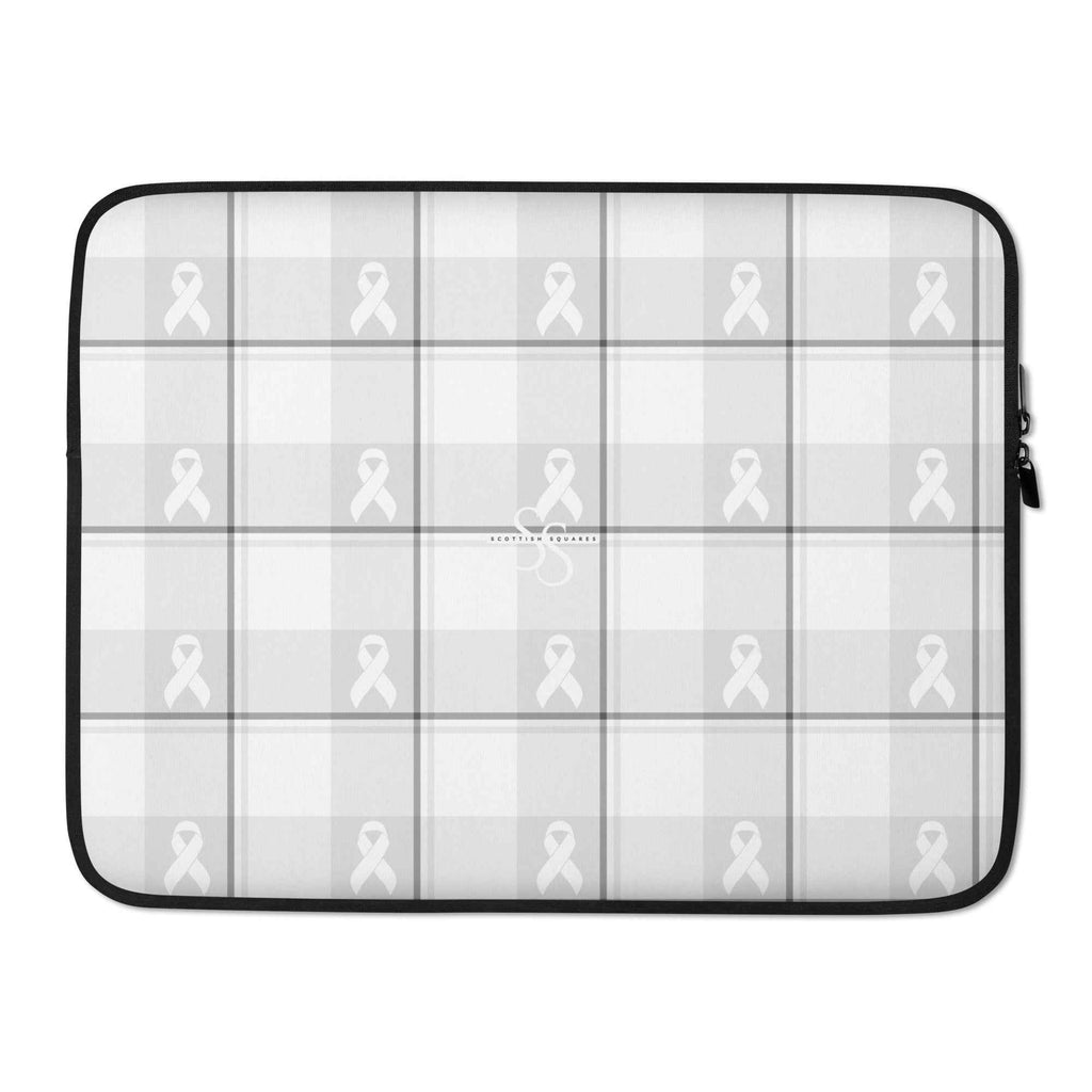 Laptop Sleeve Lung Cancer Awareness Plaid, White Ribbon, Supportive Gift 15″ - Scottish Squares
