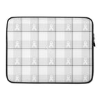 Laptop Sleeve Lung Cancer Awareness Plaid, White Ribbon, Supportive Gift 15″ - Scottish Squares