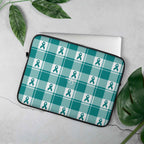 Laptop Sleeve Cervical Cancer Awareness Plaid, Teal Ribbon, Supportive Gift 15″ - Scottish Squares