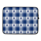 Laptop Sleeve Colorectal Cancer Awareness Plaid, Dark Blue Ribbon, Supportive Gift - Scottish Squares