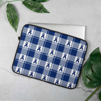 Laptop Sleeve Colorectal Cancer Awareness Plaid, Dark Blue Ribbon, Supportive Gift 15″ - Scottish Squares