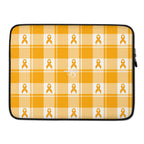 Laptop Sleeve Kidney Cancer Awareness Plaid, Orange Ribbon, Supportive Gift - Scottish Squares