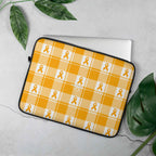 Laptop Sleeve Kidney Cancer Awareness Plaid, Orange Ribbon, Supportive Gift 15″ - Scottish Squares