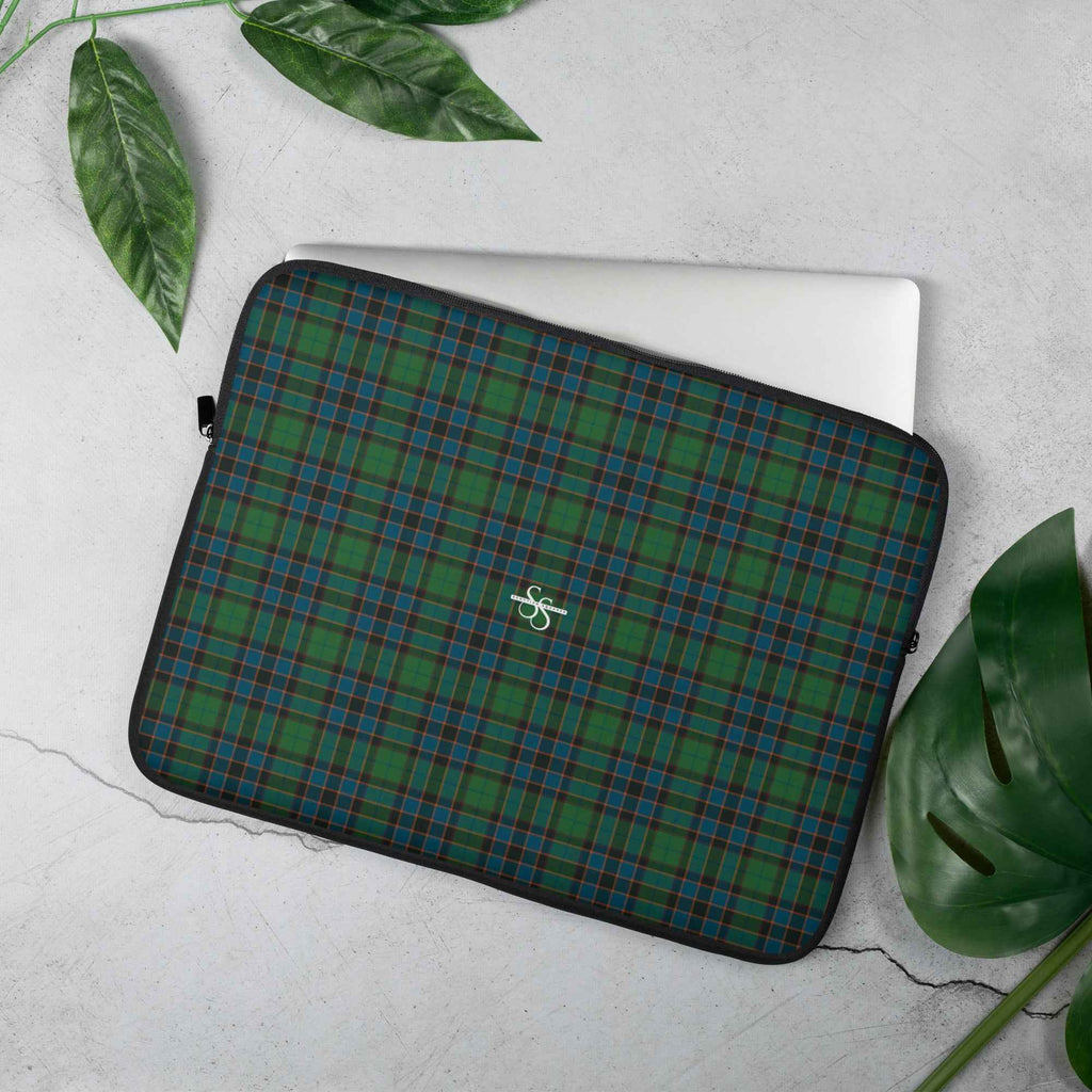 Laptop Sleeve Green Blue Orange Plaid Tartan