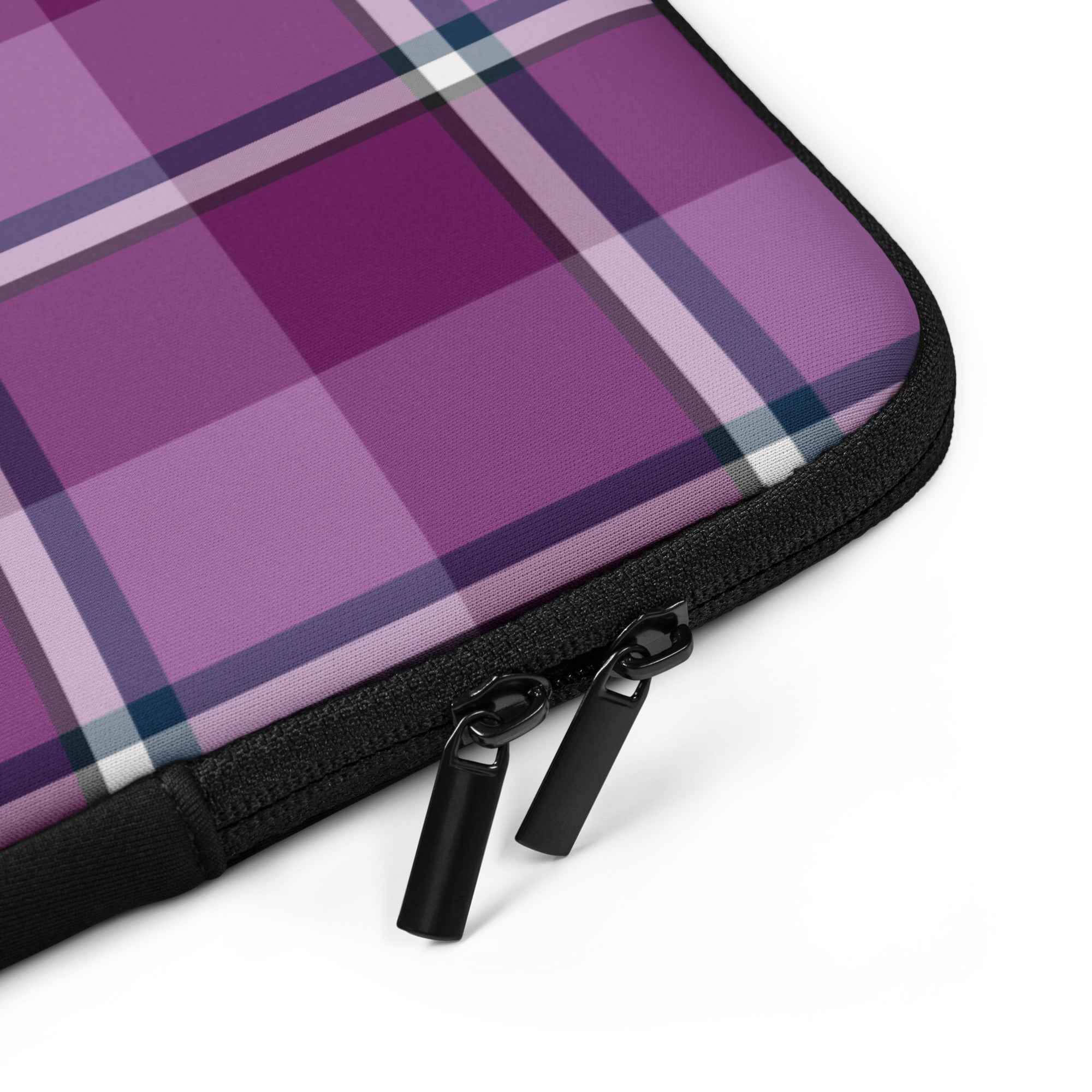 Personalized Purple and Trendy Pink Plaid Laptop Sleeve - Scottish Squares