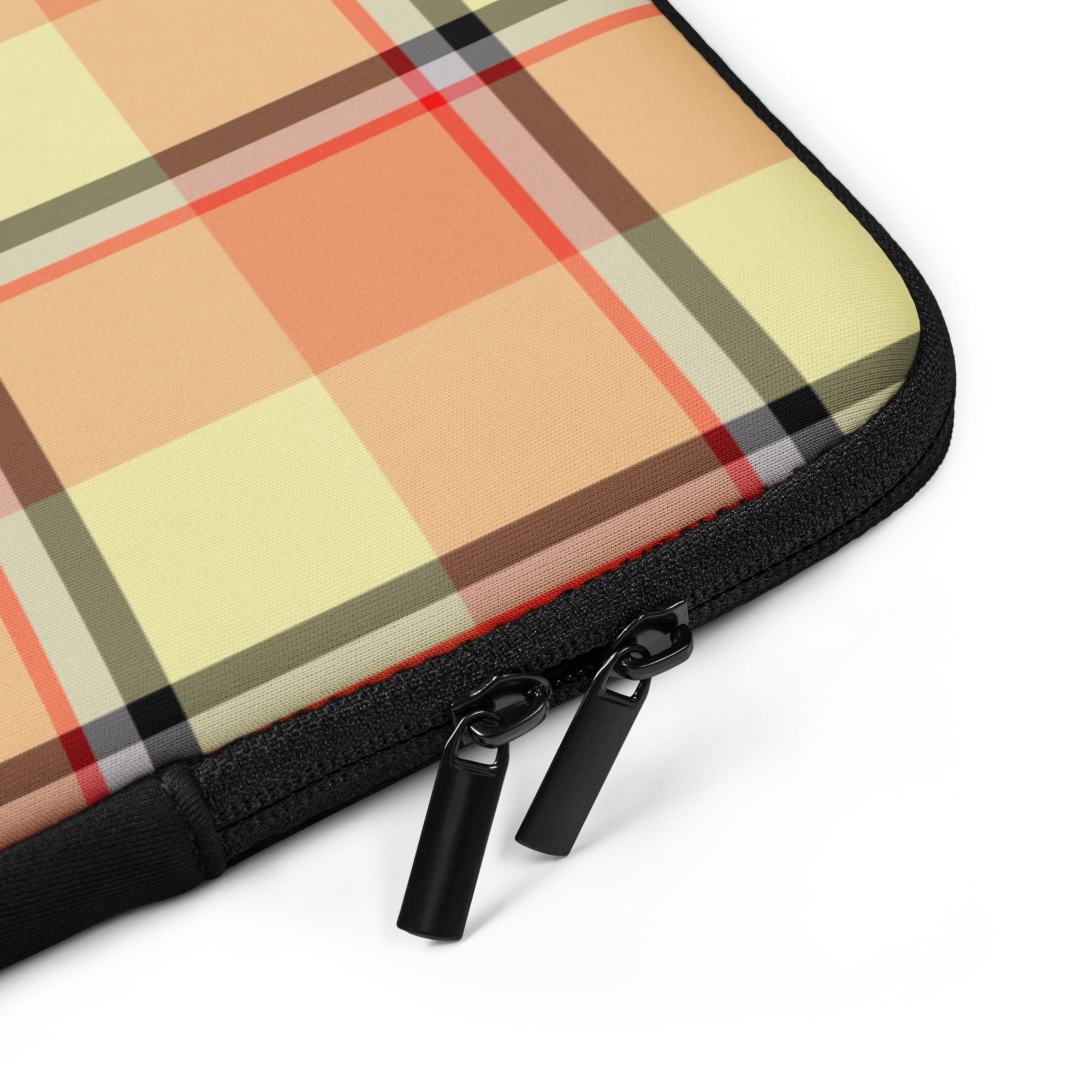 Personalized Claystone and Morning Mist Plaid Laptop Sleeve - Scottish Squares