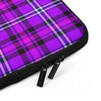 Personalized Electric Violet and Fuchsia Plaid Laptop Sleeve - Scottish Squares