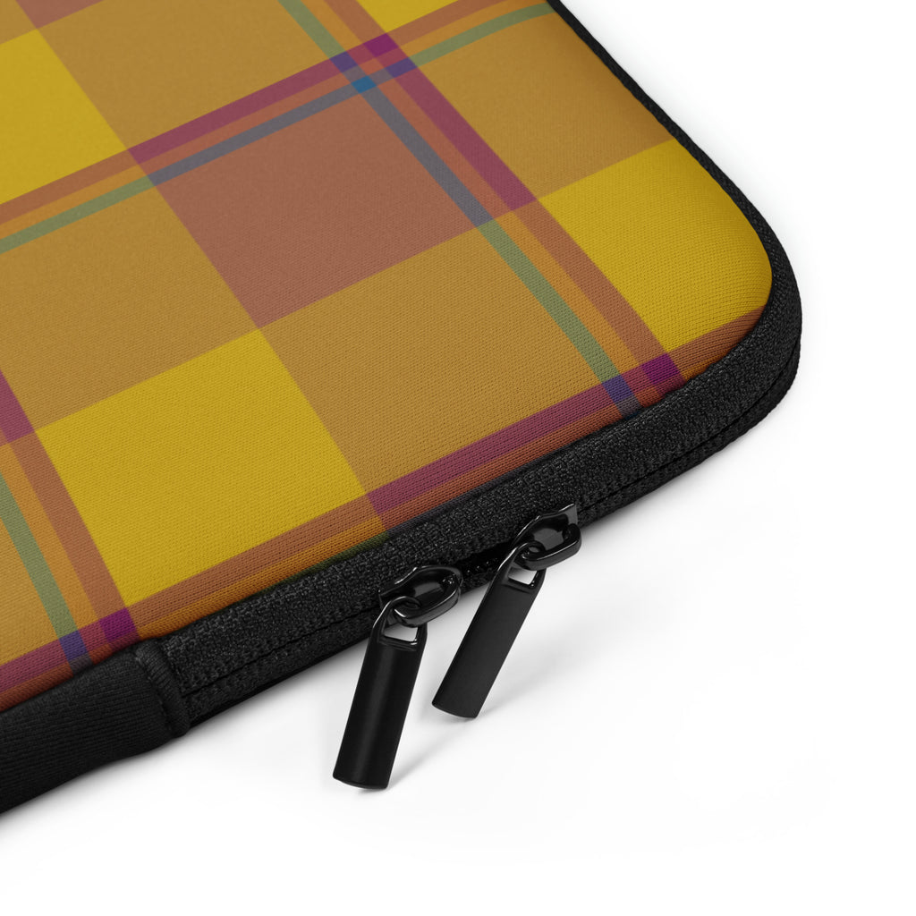 Personalized Potters Clay and Pizza Plaid Laptop Sleeve - Scottish Squares