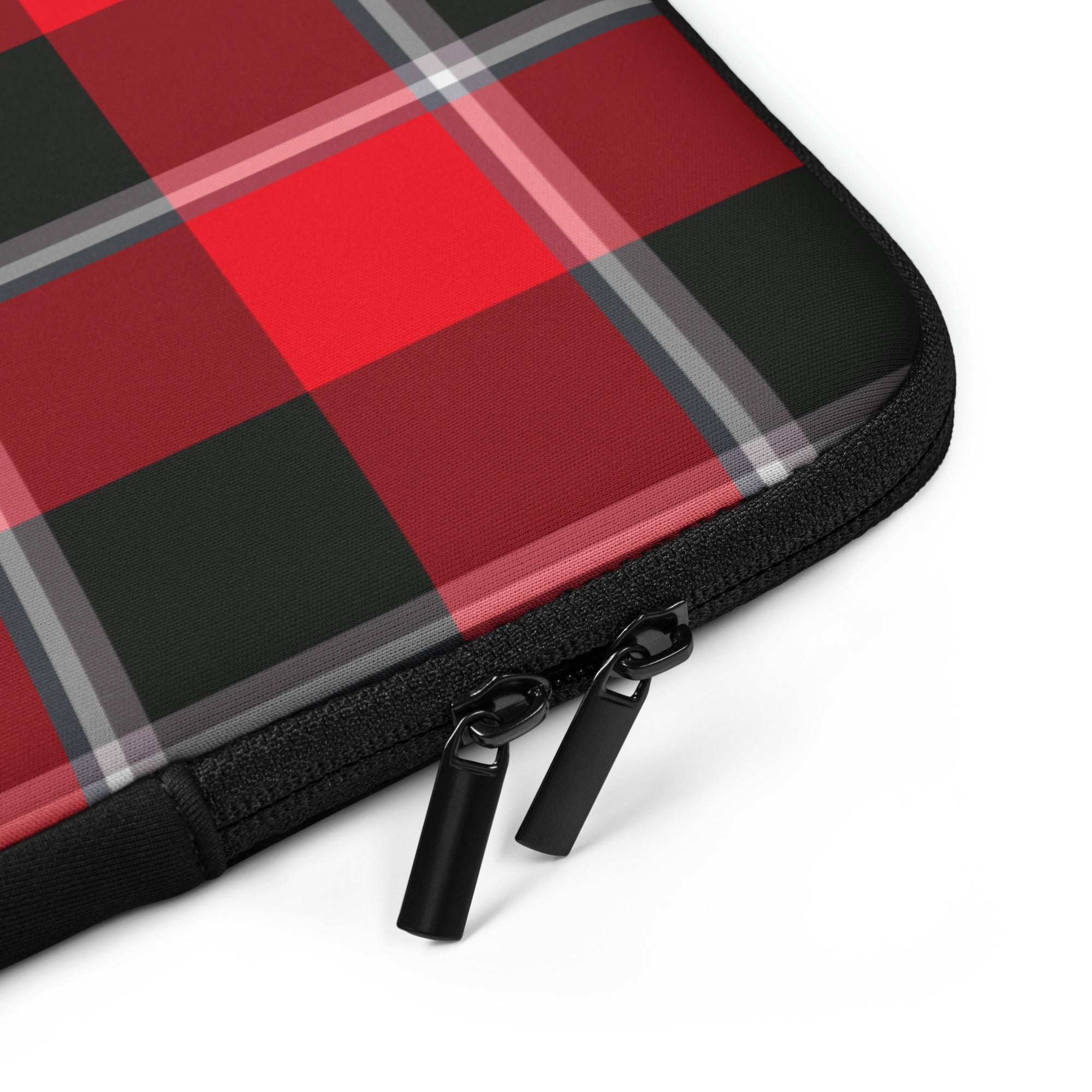 Personalized Red Ribbon and Heavy Metal Plaid Laptop Sleeve - Scottish Squares
