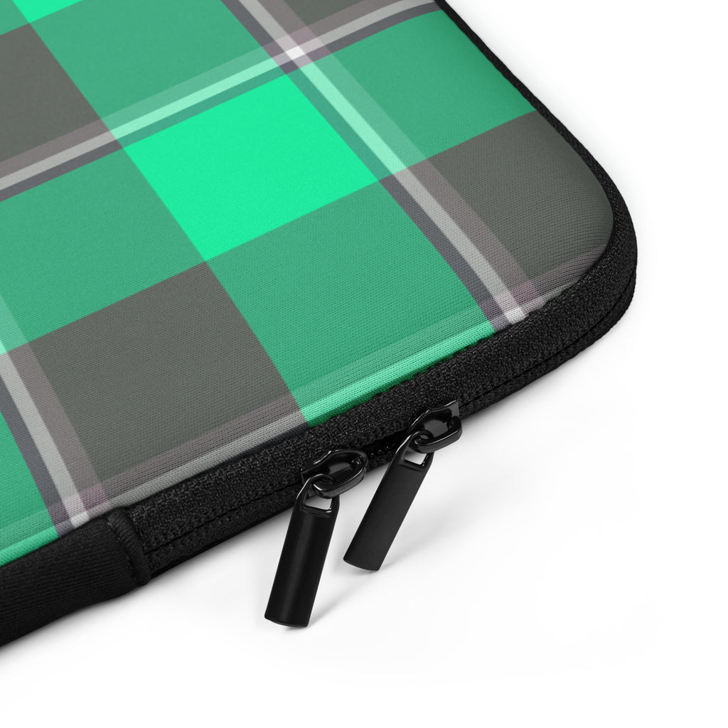 Personalized Spring Green and Finlandia Plaid Laptop Sleeve - Scottish Squares