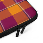 Personalized Tahiti Gold and Rose Bud Cherry Plaid Laptop Sleeve - Scottish Squares