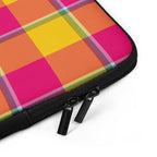 Personalized Corn and Razzmatazz Plaid Laptop Sleeve - Scottish Squares