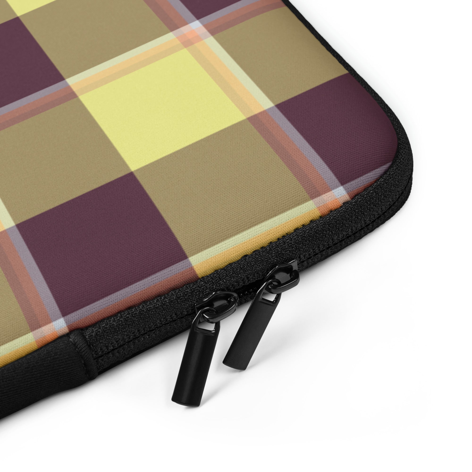 Personalized Flax and Livid Brown Plaid Laptop Sleeve - Scottish Squares