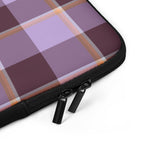 Personalized Light Wisteria and Livid Brown Plaid Laptop Sleeve - Scottish Squares