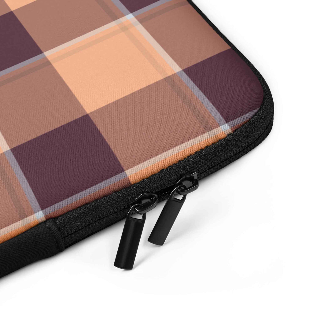 Personalized Hit Pink and Livid Brown Plaid Laptop Sleeve - Scottish Squares