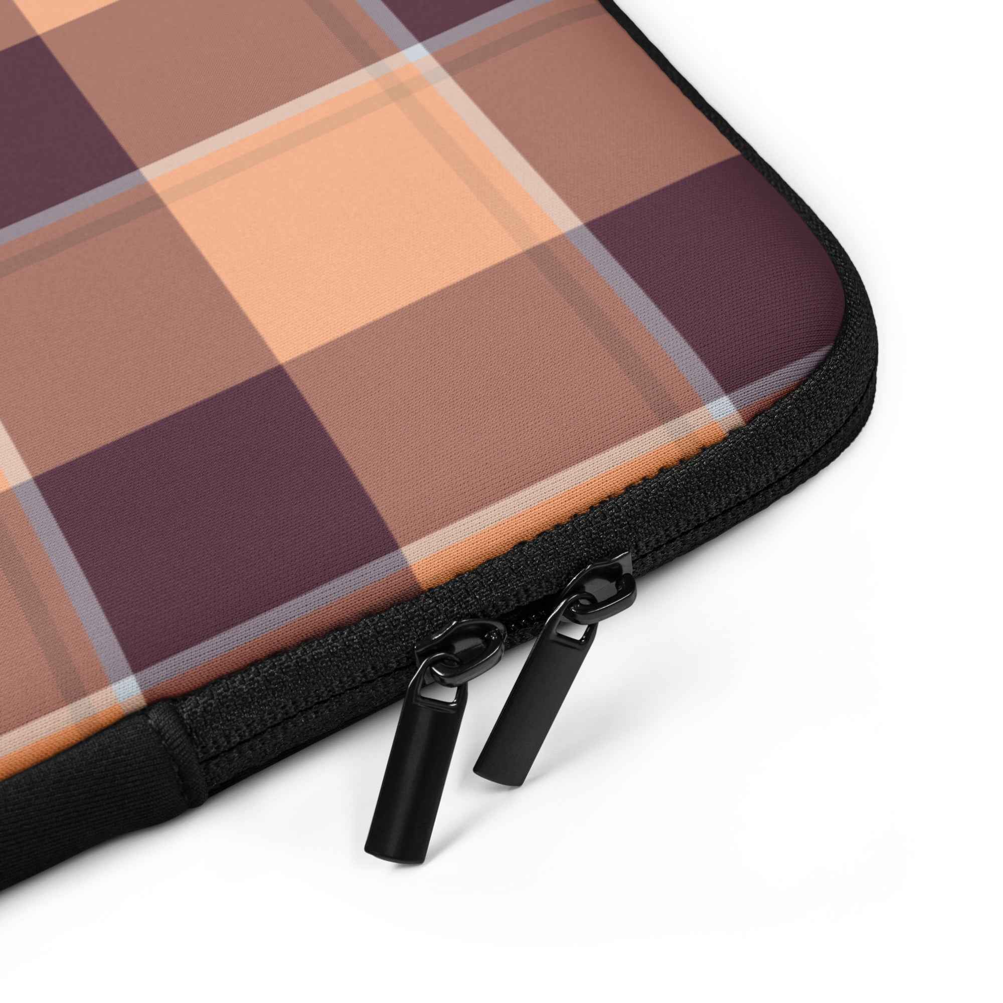 Personalized Hit Pink and Livid Brown Plaid Laptop Sleeve - Scottish Squares