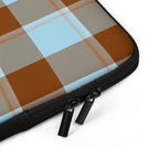 Personalized Blizzard Blue and Livid Brown Plaid Laptop Sleeve - Scottish Squares